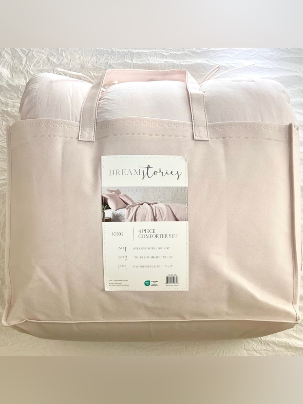 💕NWT King - Pink Blush Rose 4-Piece Dream Stories Comforter Set